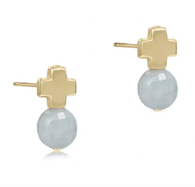 E Newton Gold Signature Cross Ball Studs