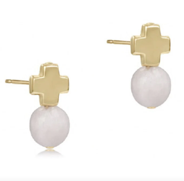 E Newton Gold Signature Cross Ball Studs