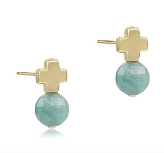 E Newton Gold Signature Cross Ball Studs