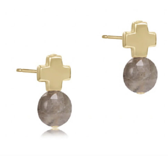 E Newton Gold Signature Cross Ball Studs