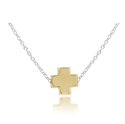 E Newton 16" Necklace Signature Cross - Mixed Metal