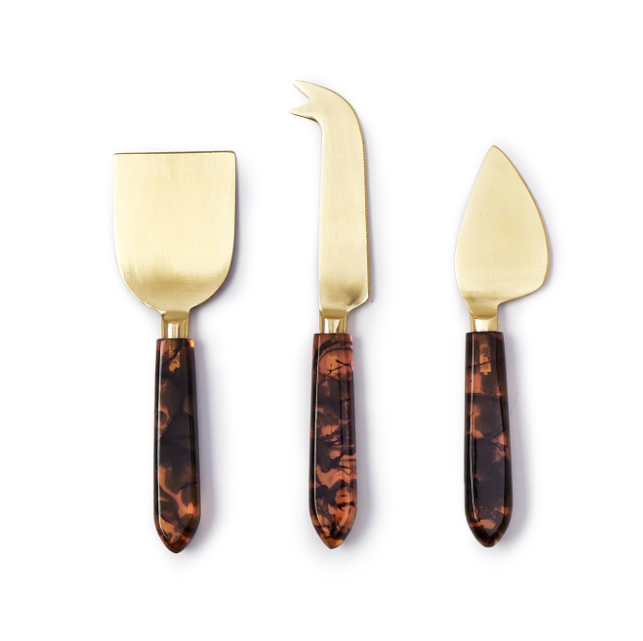 Tortoise Swirl Cheese Knives Boxed Set