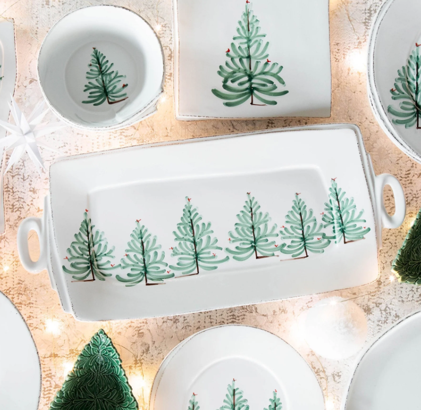 Vietri Lastra Holiday Handled Rectangular Platter