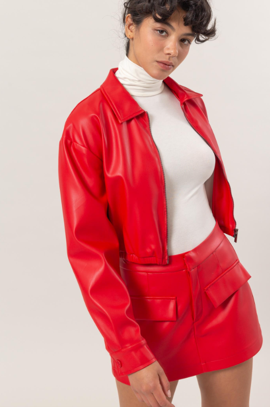 Abby Cropped Vegan Leather Jacket