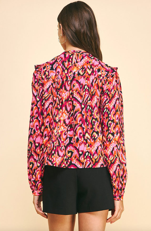 Aubree Printed Pintuck Top