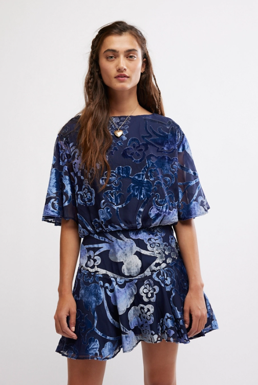 Free People Manuka Burnout Velvet Mini Dress