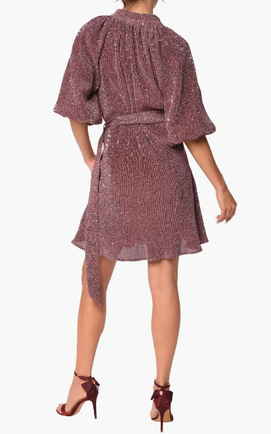 Aniston Sequin Belted Mini Shirt Dress