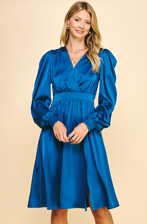 Valerie Satin Long Sleeve Mini Dress - Final Sale 40% off in cart Treehouse On Main Valerie Satin Long Sleeve Mini Dress - Final Sale 40% off in cart Treehouse On Main