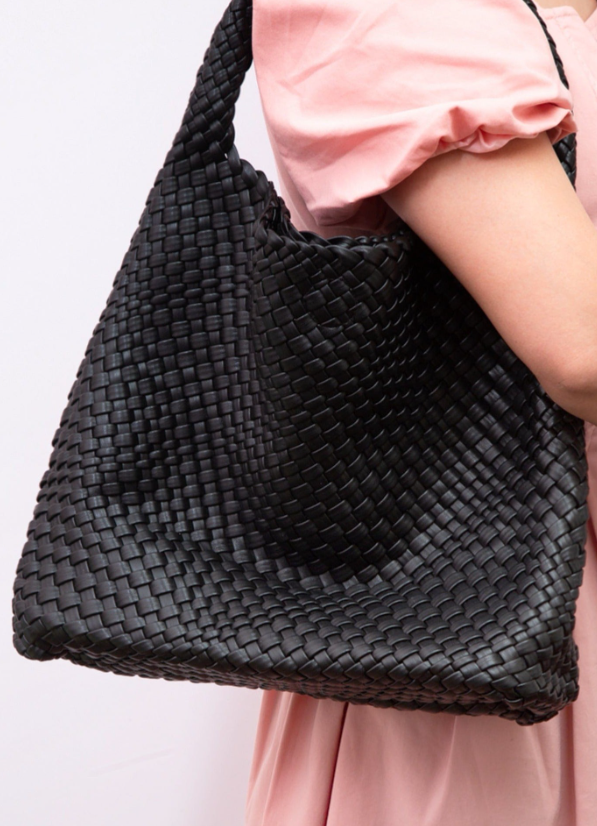 Tiara Woven Hobo Tote Bag With Pouch