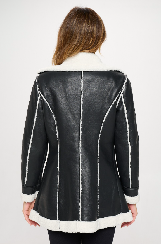 Adriana Vegan Leather Midi Coat