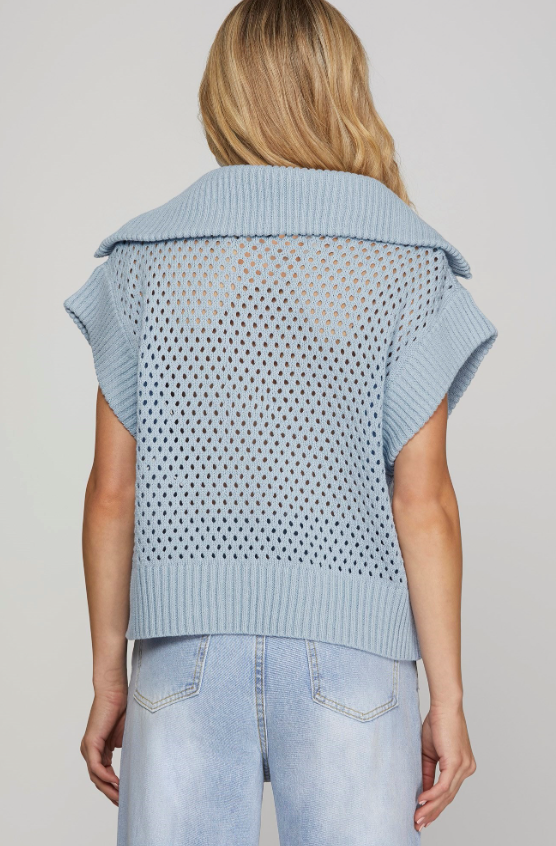 Juliette Half Zip Open Knit Sweater