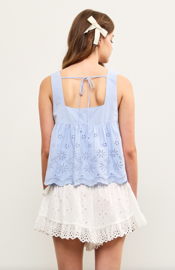 Leah Tie Front Eyelet Top