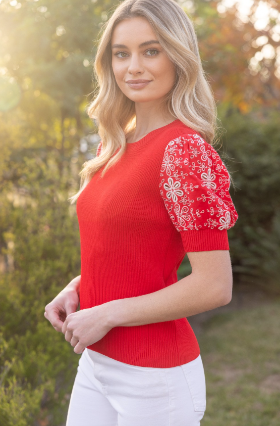 Georgina Eyelet Puff Sleeve Top - Final Sale 25% off in cart