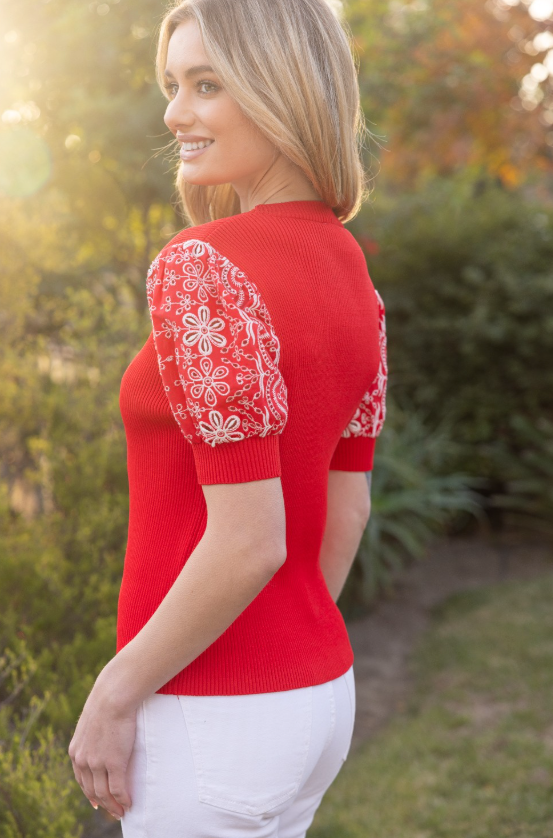 Georgina Eyelet Puff Sleeve Top - Final Sale 25% off in cart