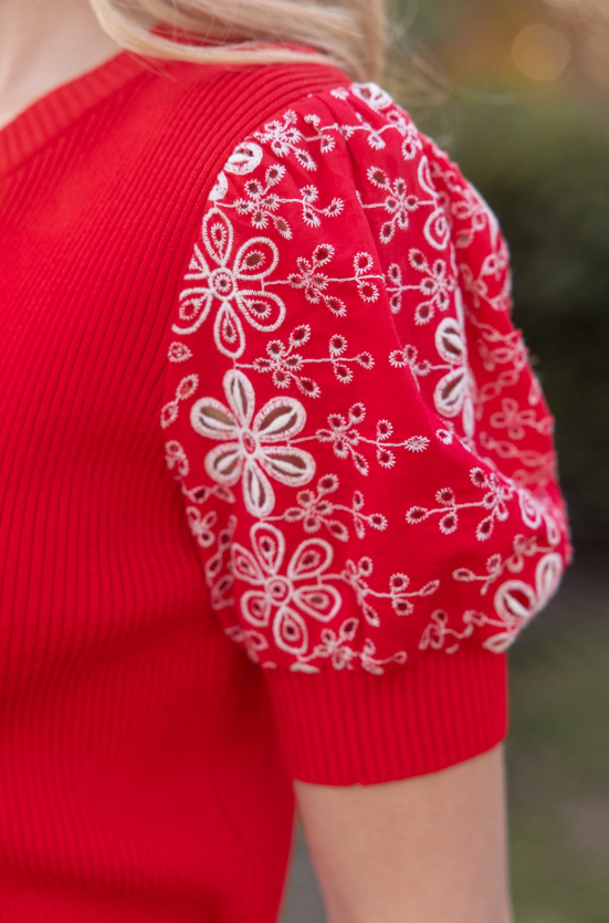 Georgina Eyelet Puff Sleeve Top - Final Sale 25% off in cart