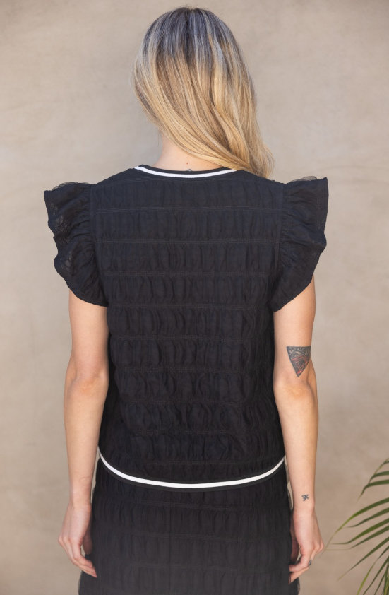 Lacey Smocked Tulle Ruffle Top