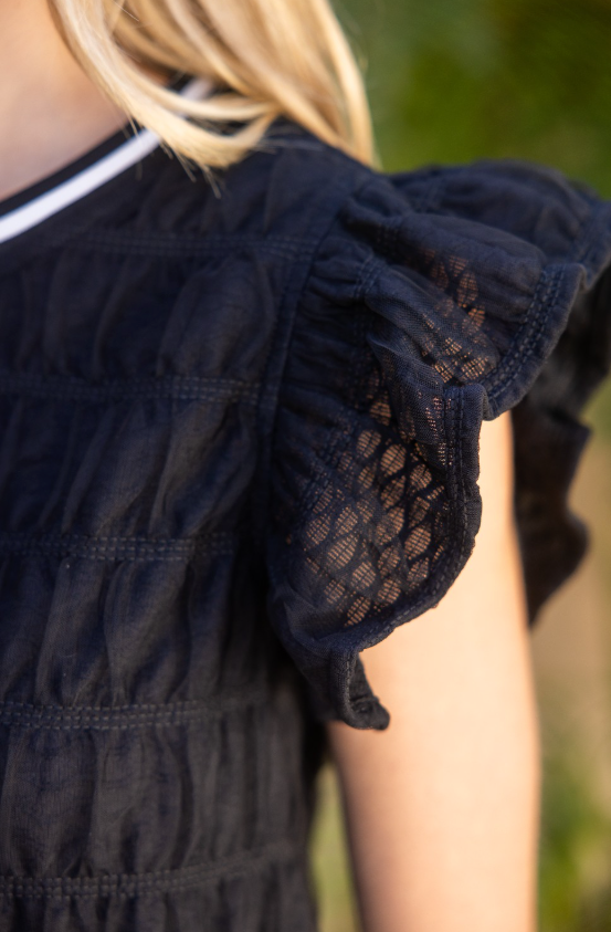 Lacey Smocked Tulle Ruffle Top