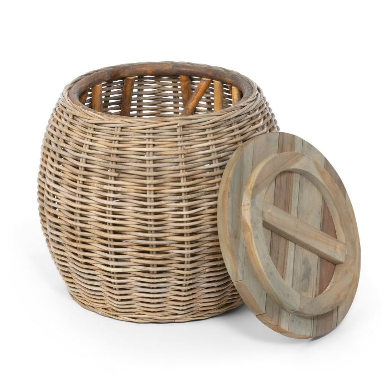 Rattan Side Table w/ Removable Top