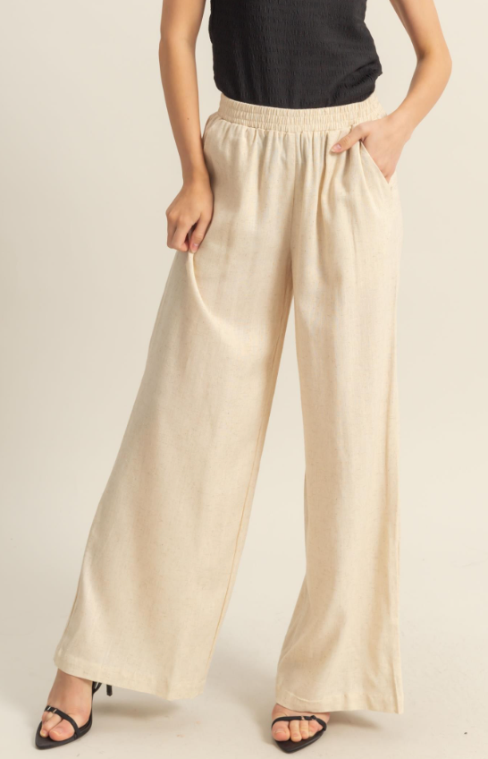 Fallon Flowy Wide Leg Linen Pant
