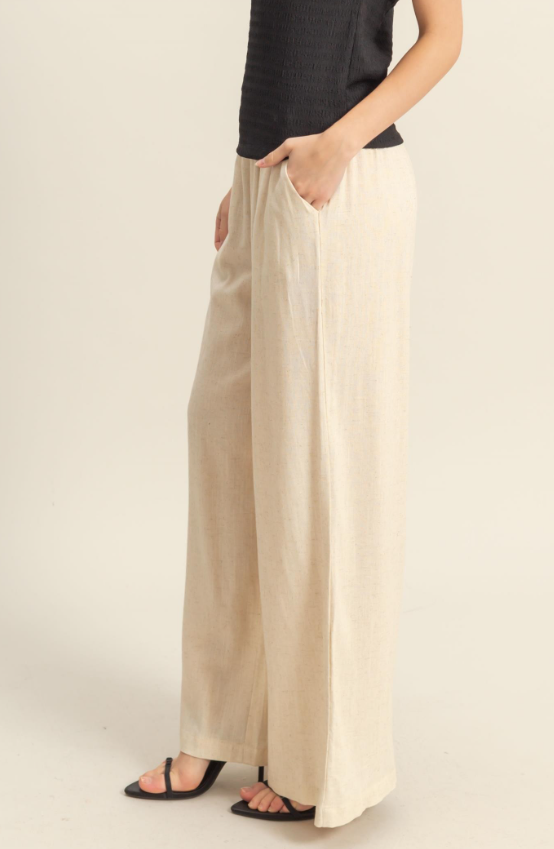 Fallon Flowy Wide Leg Linen Pant