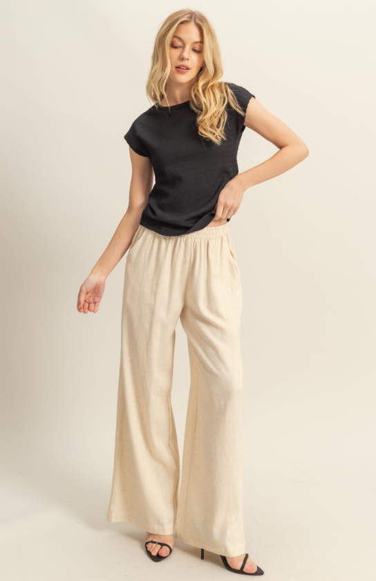 Fallon Flowy Wide Leg Linen Pant
