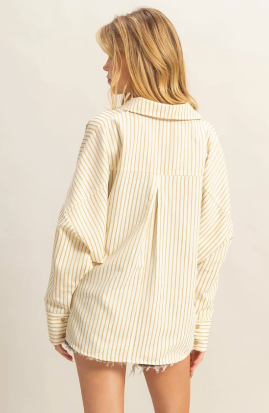 Rylie Drop Shoulder Textured Stripe Shirt - Final Sale 25% off in cart