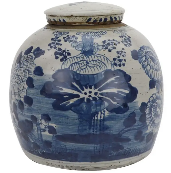 Lotus Antiqued Ginger Jar