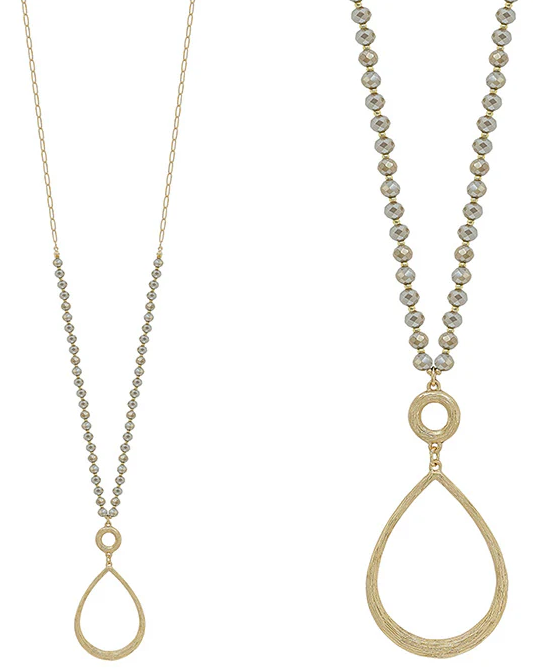 Circle Teardrop Pendant Necklace & Earring Set