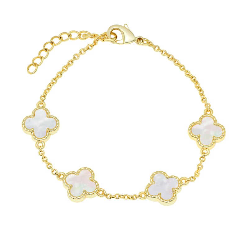 Mother of Pearl Clover Station Bracelet