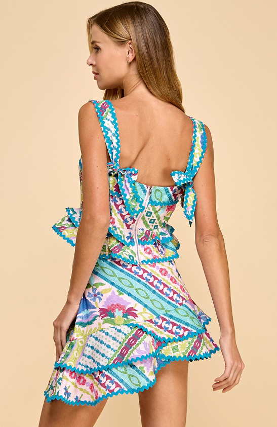 Blair Patchwork Ruffle Hem Tank