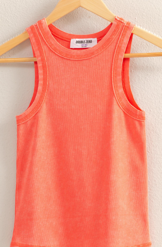 Kiana Washed Rib Round Neck Tank