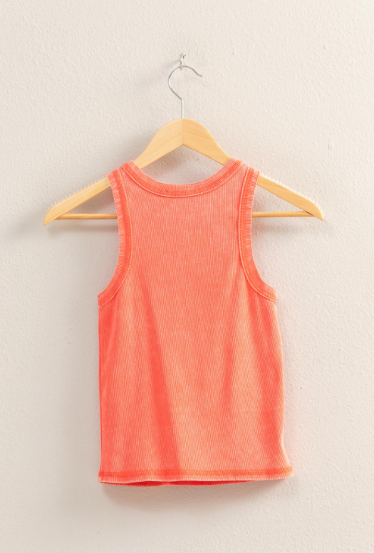 Kiana Washed Rib Round Neck Tank