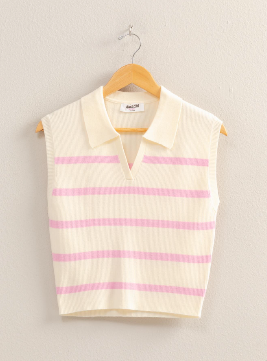 Eliza Collared Striped Polo Vest