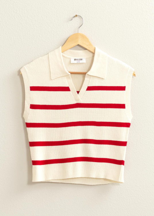 Eliza Collared Striped Polo Vest