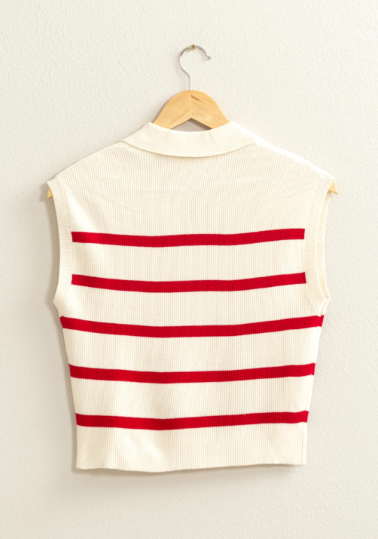 Eliza Collared Striped Polo Vest