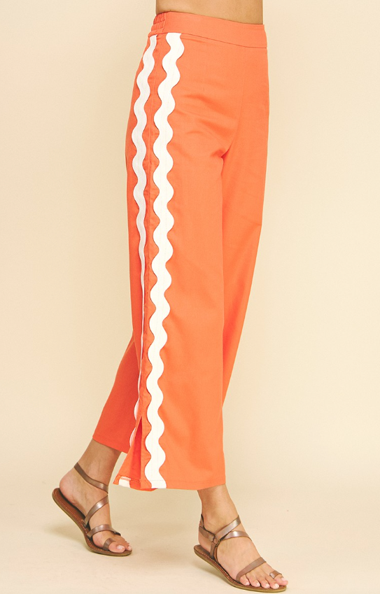 Karsyn Ric Rac Detail Wide Leg Pants
