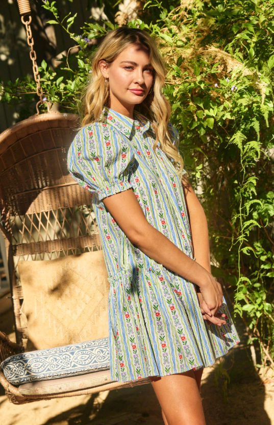 Winnie Floral Button Down Mini Dress - Final Sale 25% off in cart