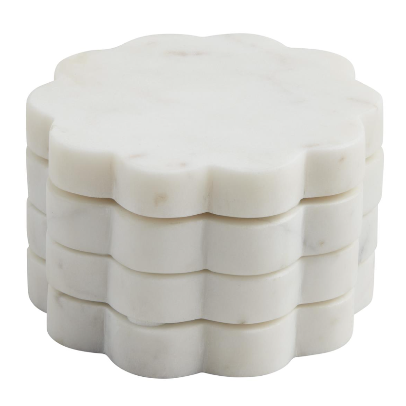 Scallop Marble Coasters - Set of 4