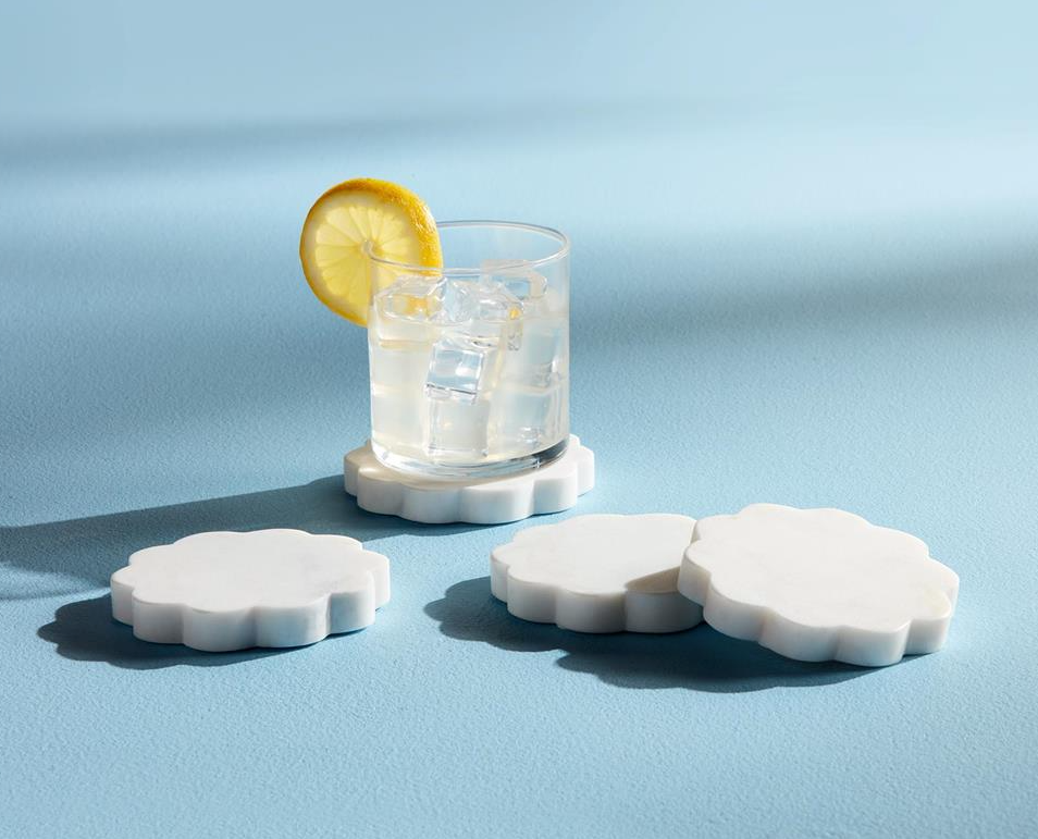 Scallop Marble Coasters - Set of 4