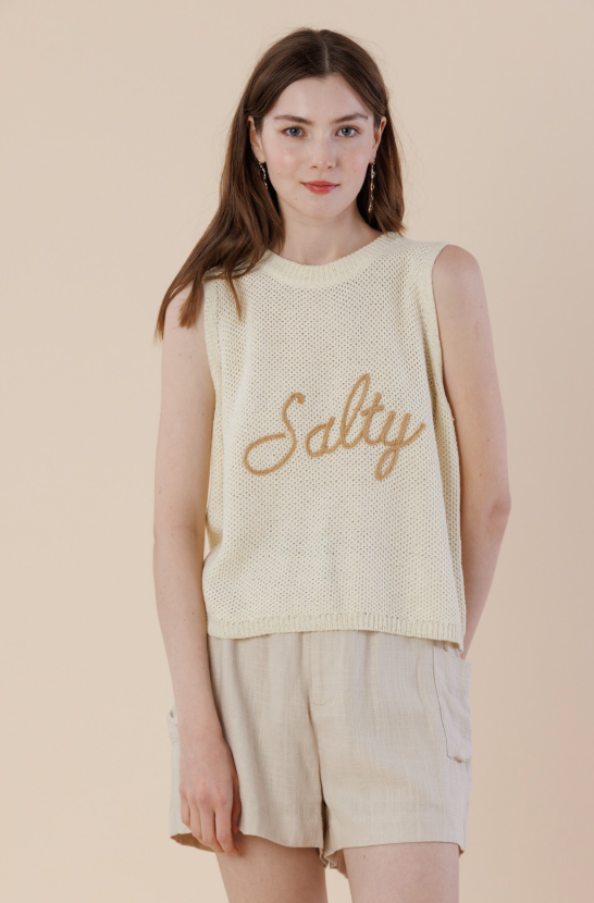 Salty Embroidered Sweater Tank