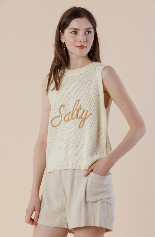 Salty Embroidered Sweater Tank