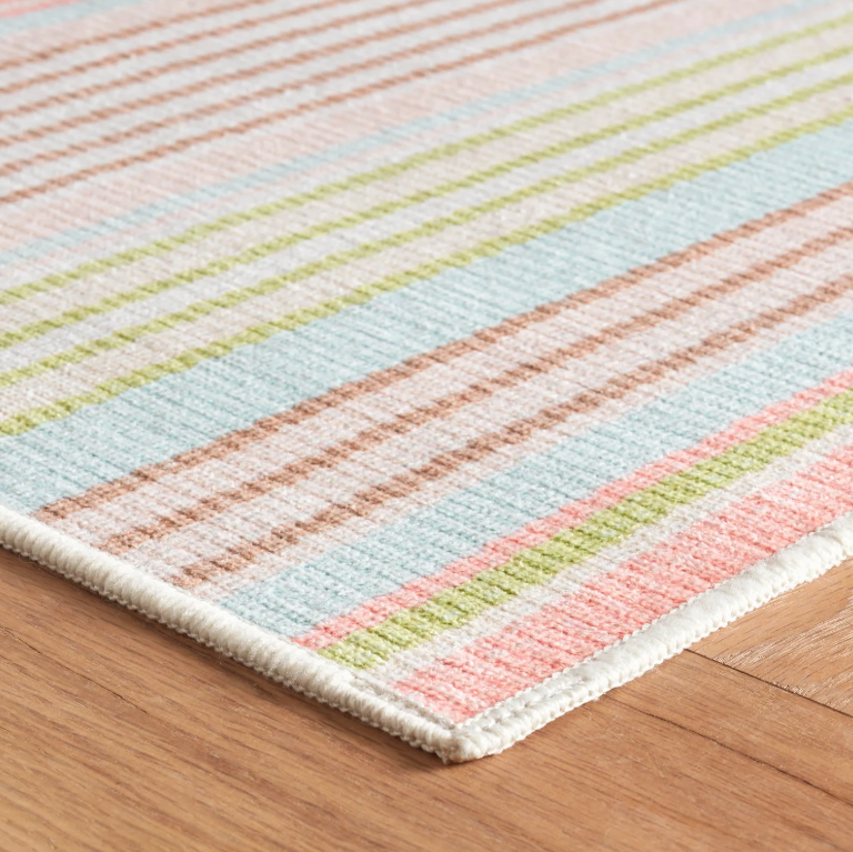 Ana Ticking Machine Washable Rug