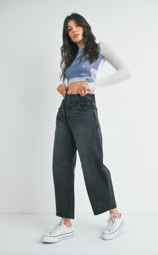 Just Black Denim The Seamed Barrel Jean - Washed Black