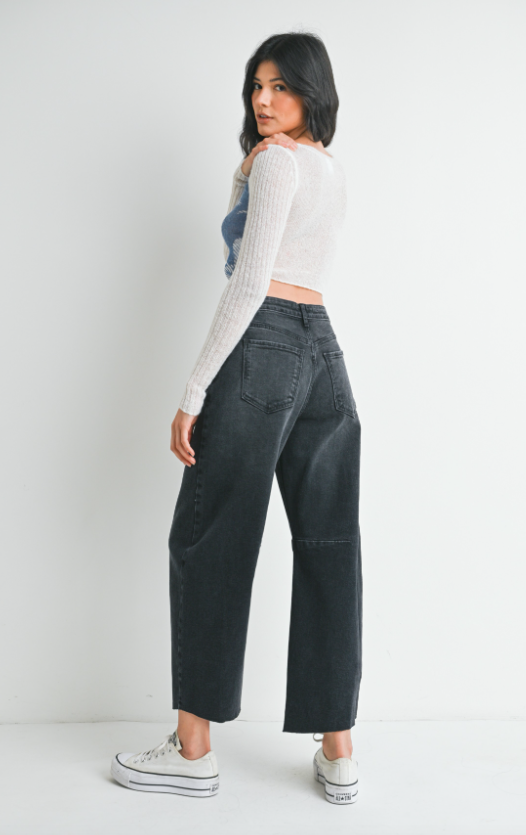 Just Black Denim The Seamed Barrel Jean - Washed Black