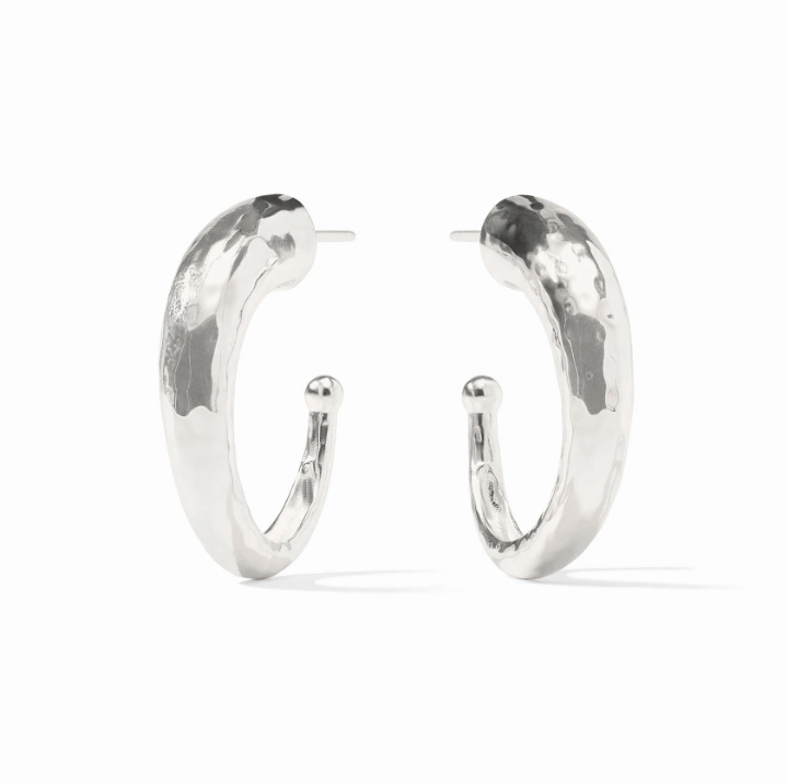 Julie Vos Hammered Hoop - Silver