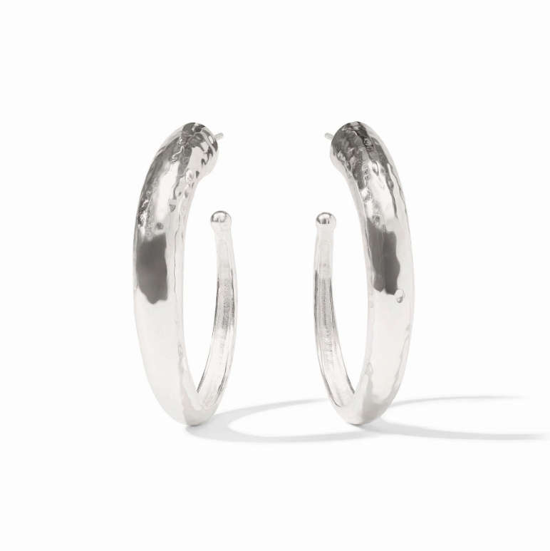 Julie Vos Hammered Hoop - Silver