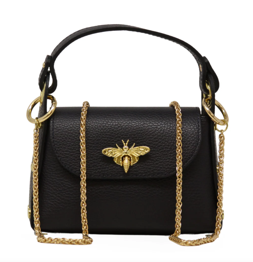 Bee Genuine Leather Handled Mini Purse