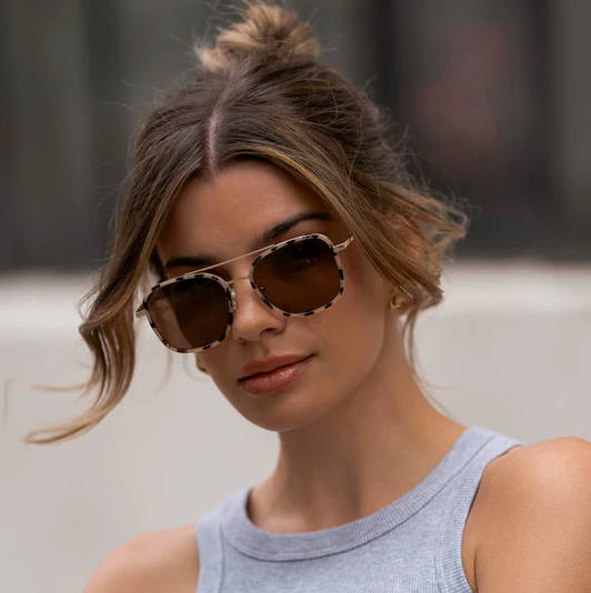WMP Eyewear Gia Polarized Square Aviator Sunglasses