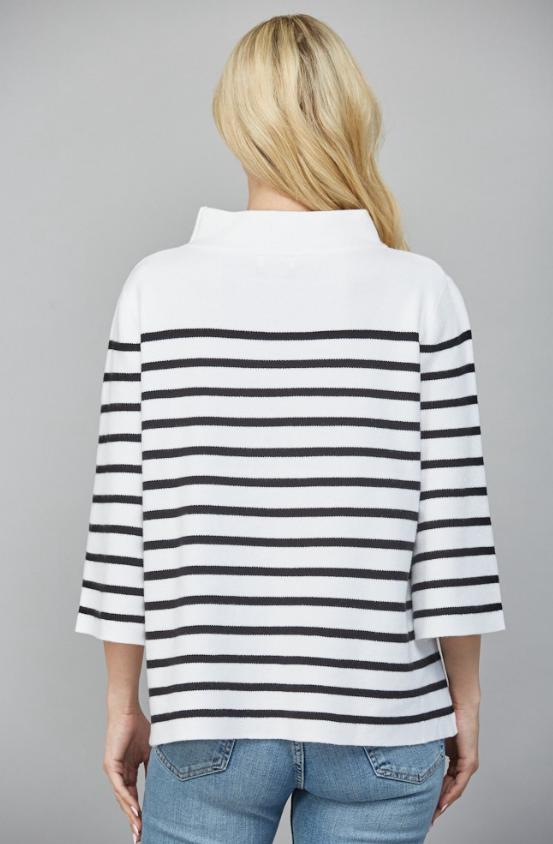 Cassie Striped Mock Neck Pullover