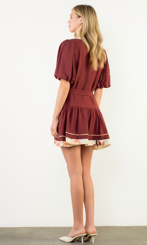 Everlee Puff Sleeve Tie Waist Dress